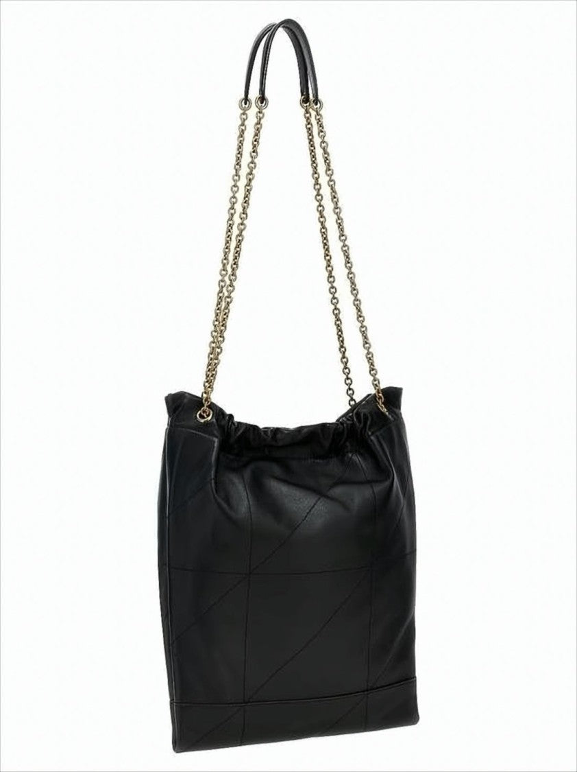 Saint Laurent Black Lambskin Shoulder Bag With Gold-Tone Emblem