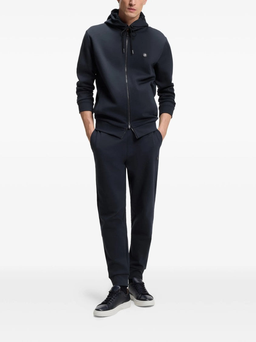 Hugo Boss Minimalist Zip-Up Hoodie With Drawstring Hood And Logo Patch