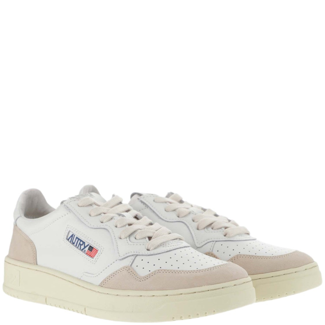 Autry Perforated Leather Sneakers With Suede Inserts And Rubber Sole
