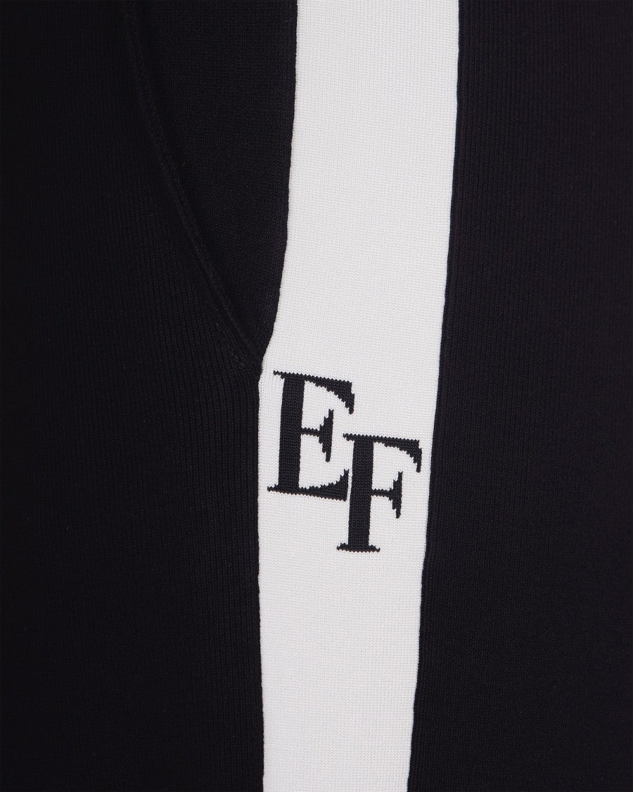 Elisabetta Franchi Black/Milk Viscose Pants With Shiny Bands