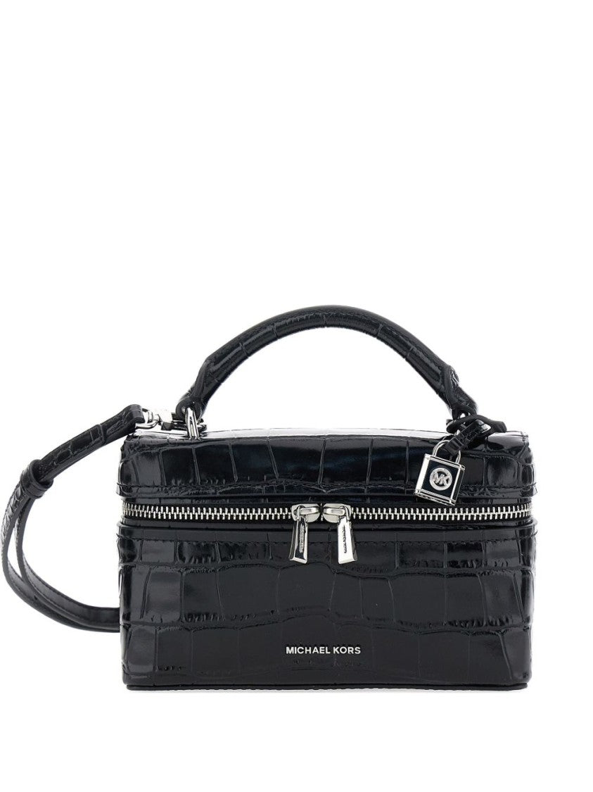 Michael Kors Glossy Croc-Embossed Handbag With Structured Silhouette