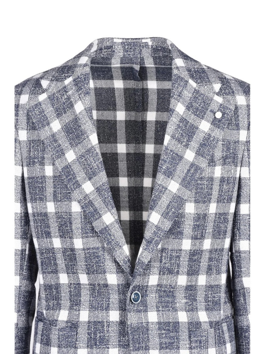 Luigi Bianchi Blazer Jacket Cotton Acrylic Linen - White/Blue