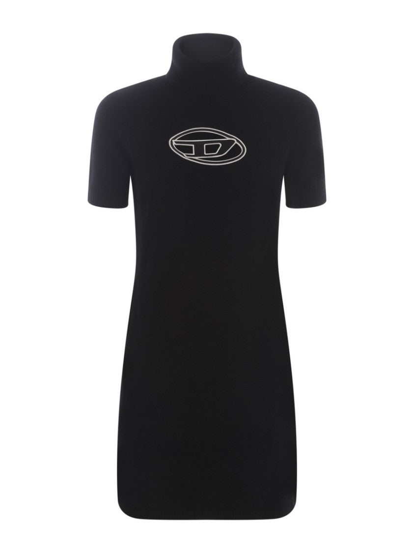 Diesel Short-Sleeved Knit Dress Turtleneck Logo Emblem