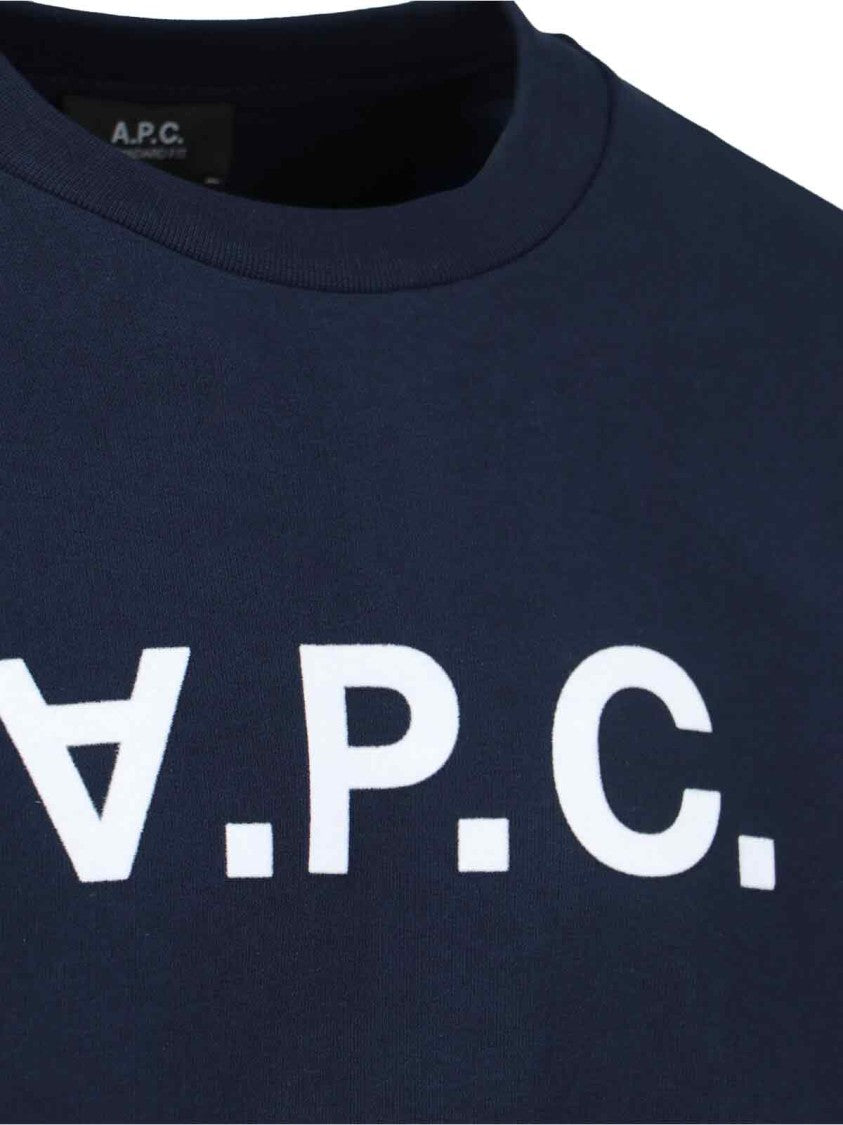 A.P.C. Blue Organic Cotton Logo Sweatshirt