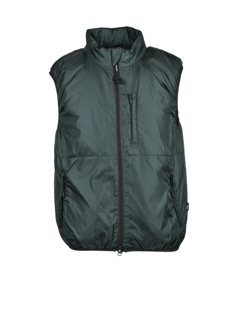 Aspesi Green Thermore Padded Vest With Zip Closure And High Collar