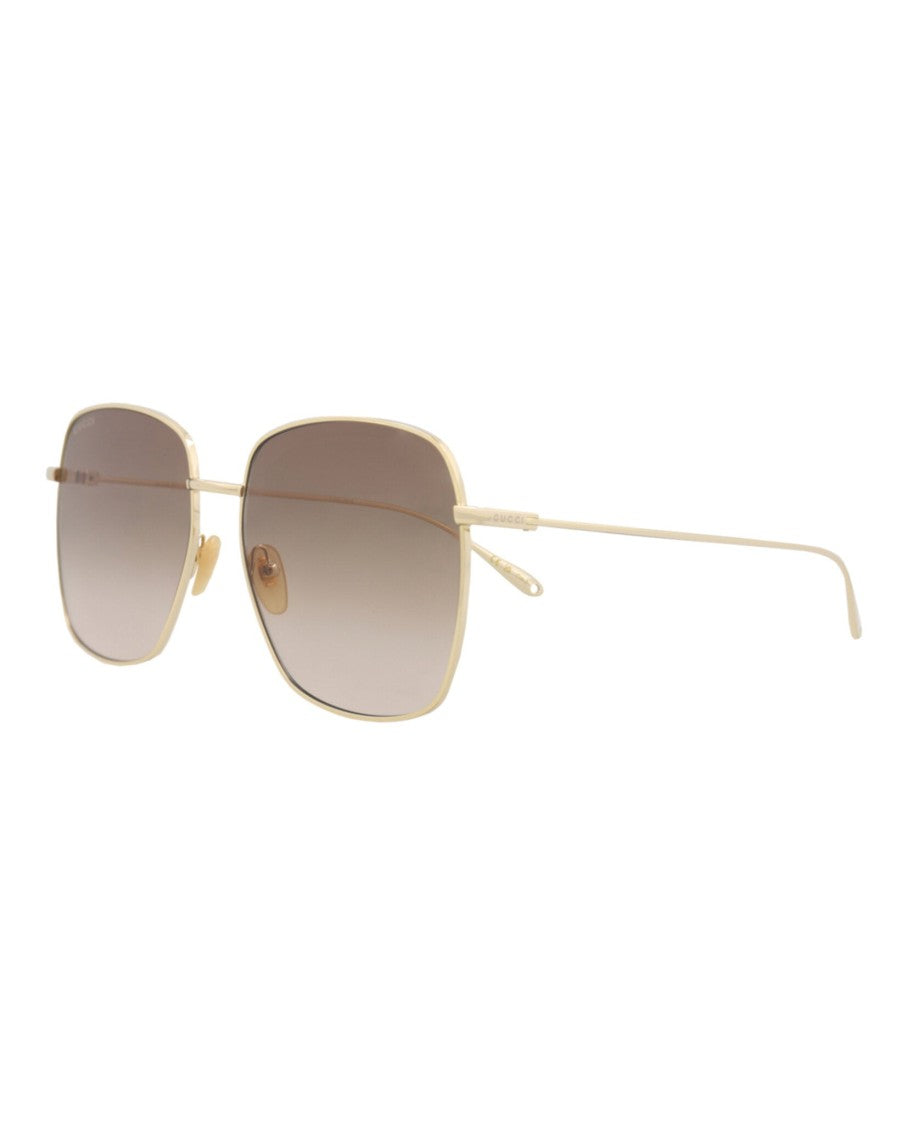 Gucci Square-Frame Metal Sunglasses With Gradient Lenses