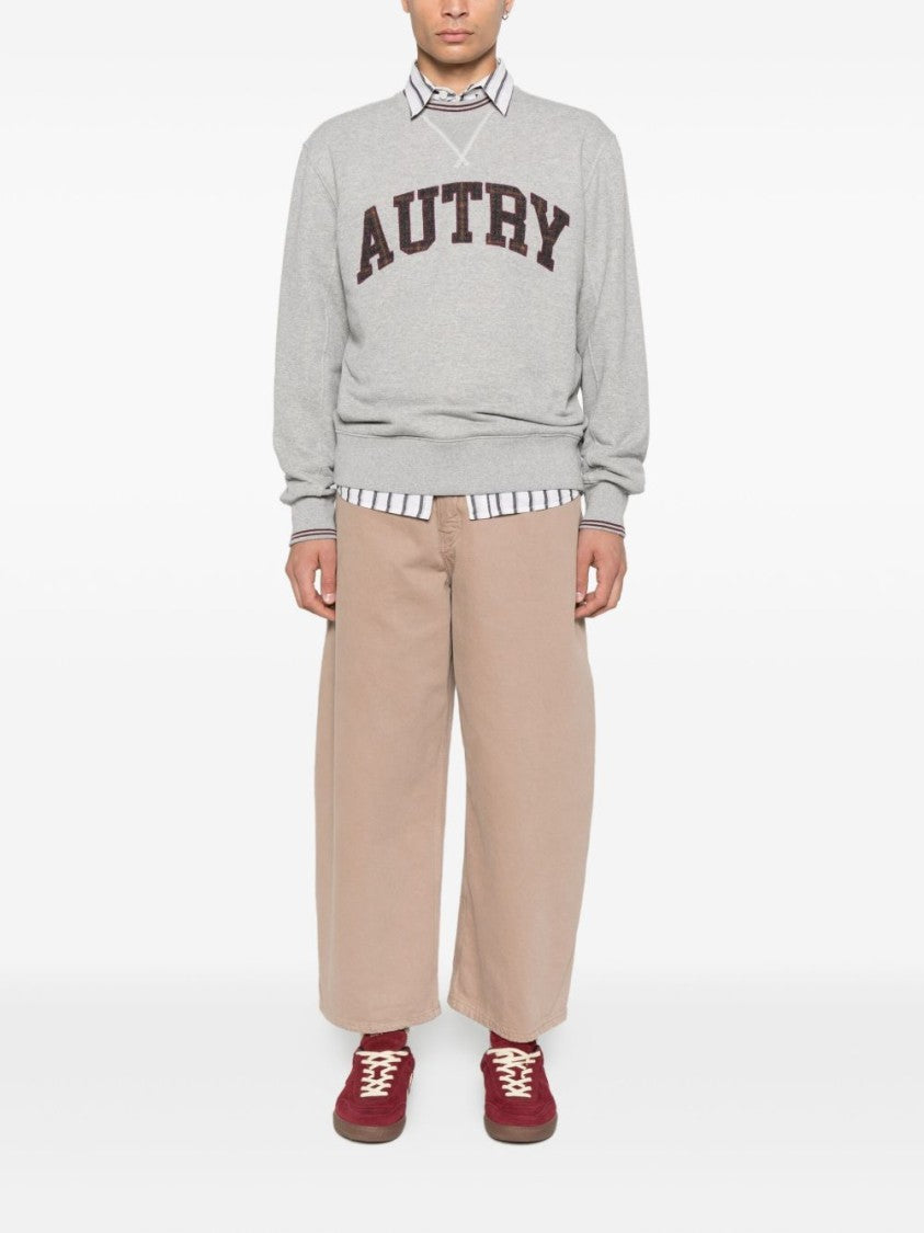 Autry Relaxed Fit Gray Sweatshirt With Textured Logo