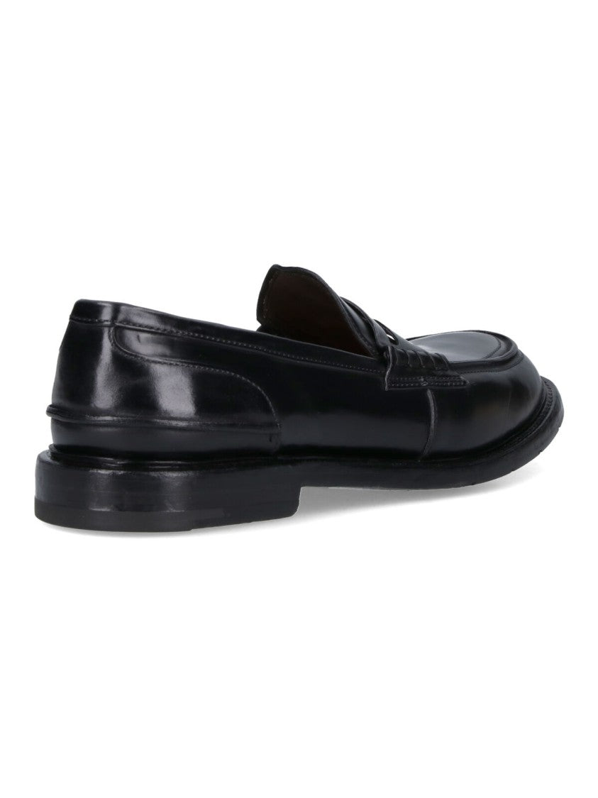 Premiata Polished Black Leather Penny Loafers