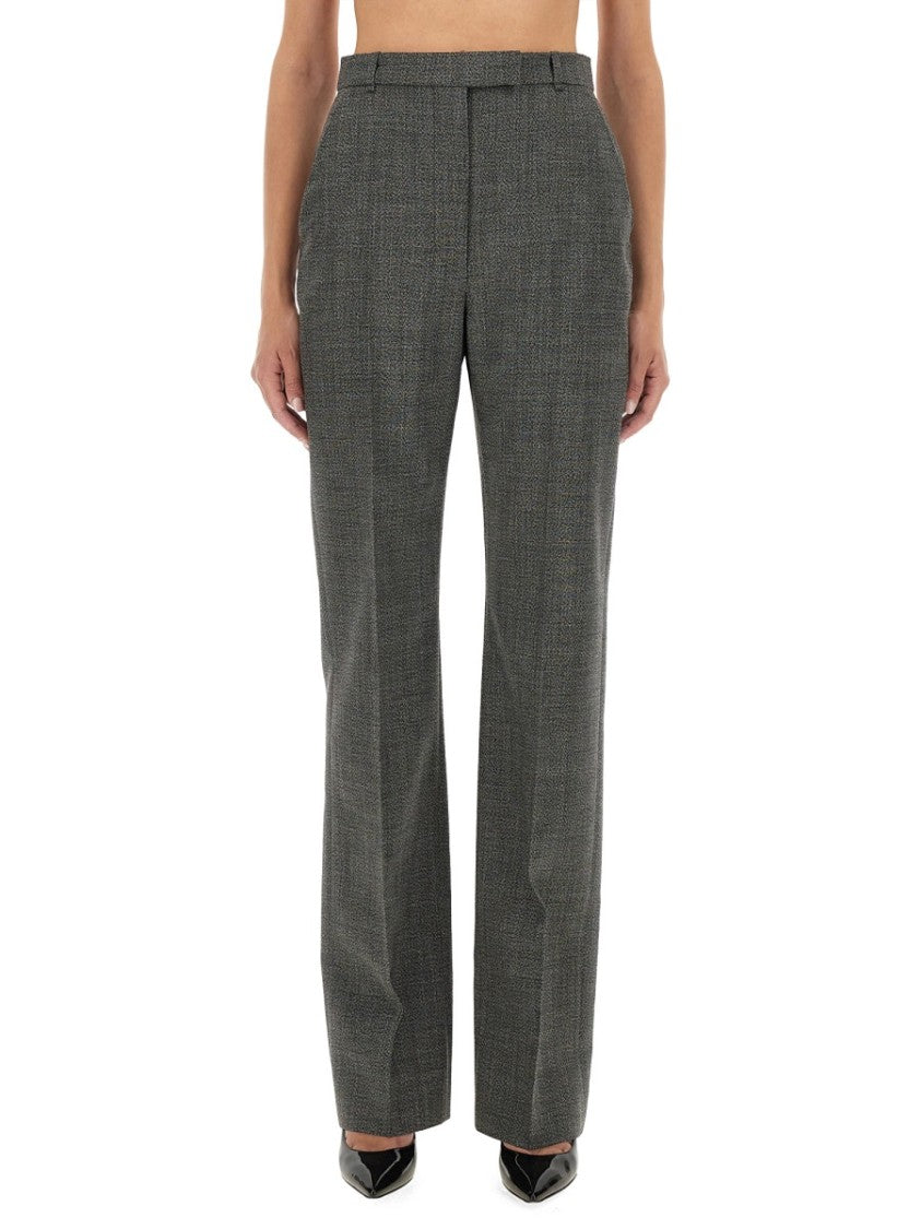 Alexander Mcqueen Straight-Leg Tailored Pants With Subtle Check Pattern