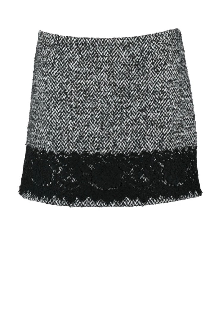 Dolce & Gabbana Wool Mini Skirt - White/Black