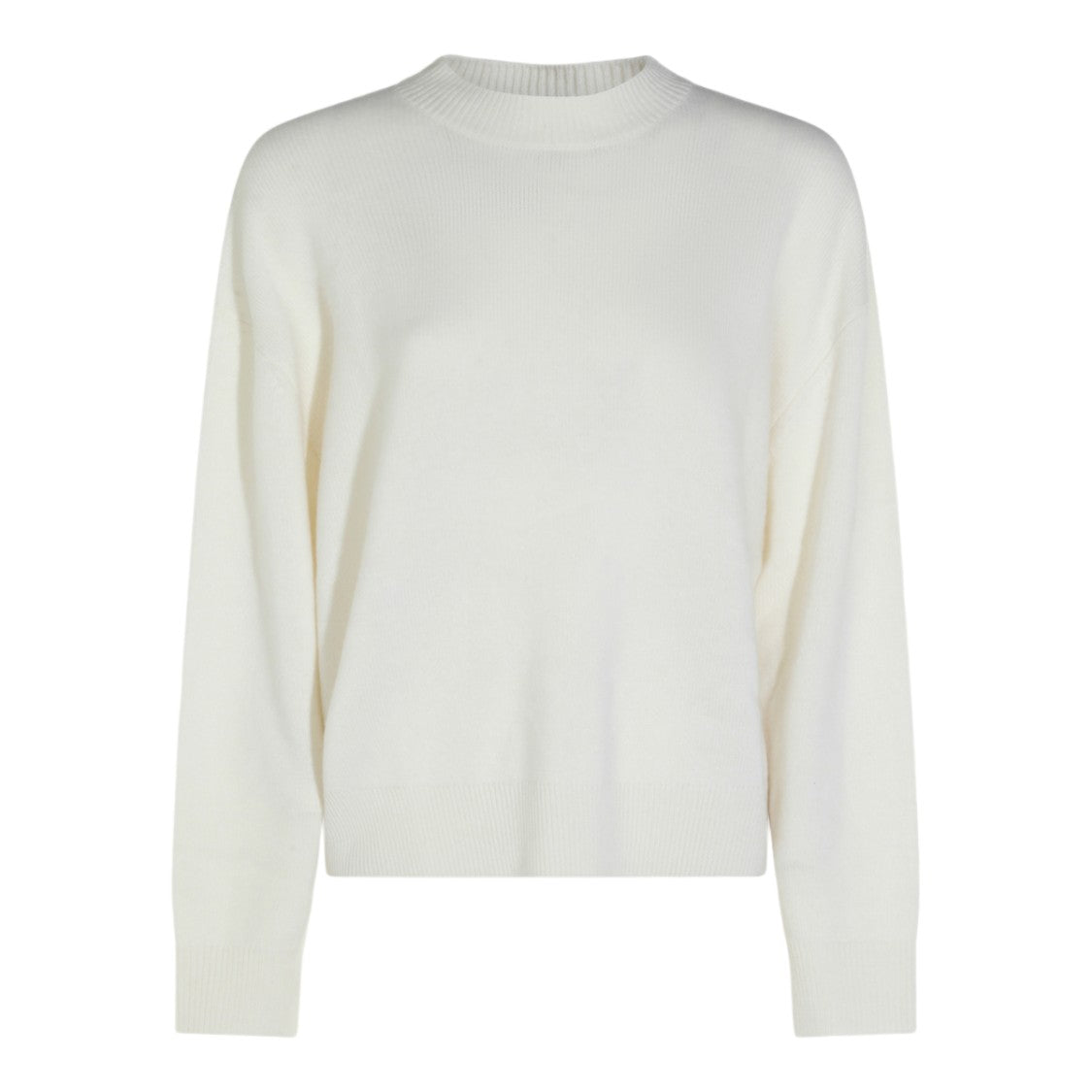 Anine Bing Fine Knit White Sweater With Classic Crew Neckline