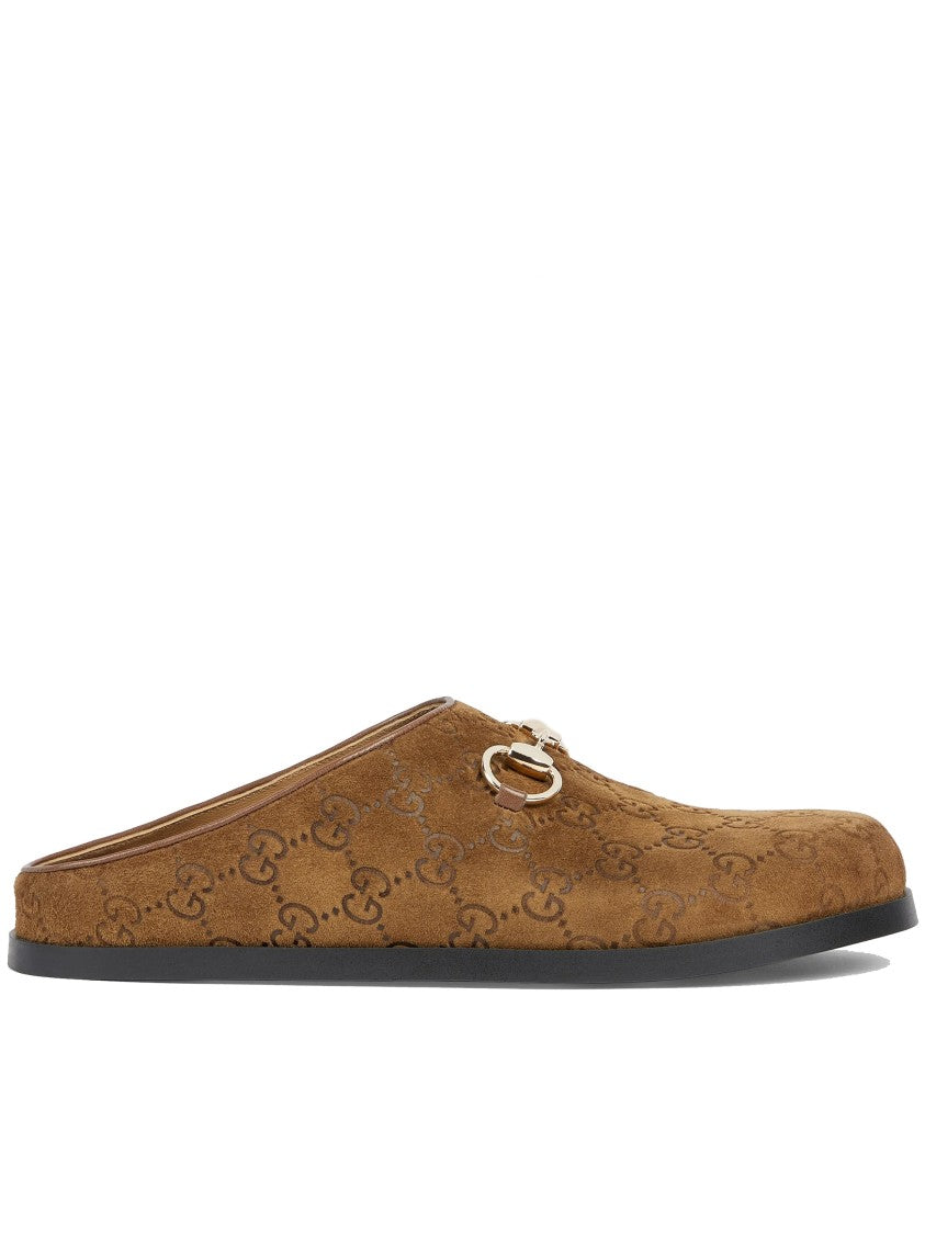 Gucci Brown Newsol Mule Suede Horsebit Mules