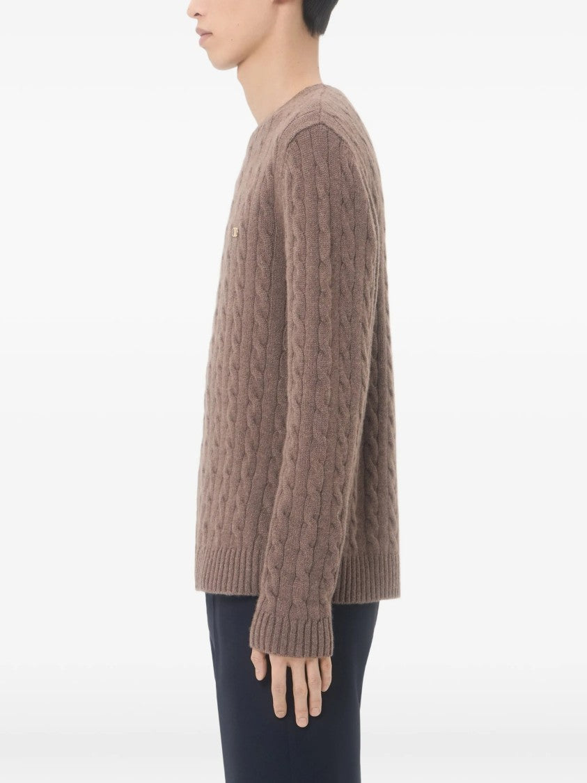 Valentino Finely Knitted Cashmere Sweater With Classic Cable Knit
