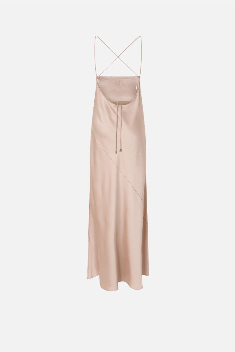 Pinko Pink Farro Cowl Neck Bias-Cut Acetate Maxi Dress