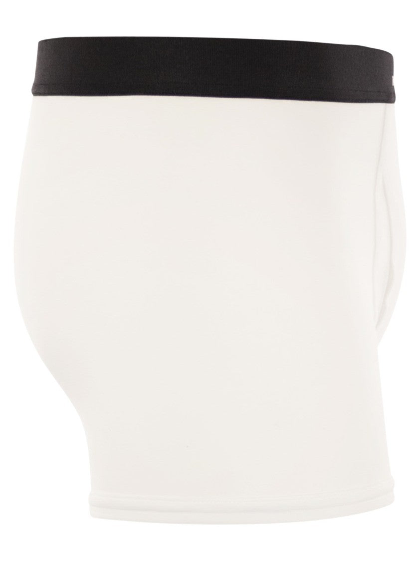 Kiton Stretch Cotton Boxer Shorts With Logo