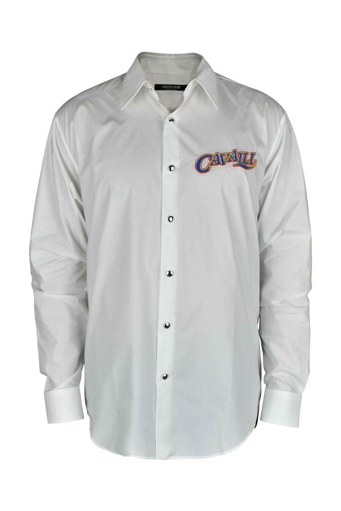 Roberto Cavalli Vintage-Inspired White Shirt With Pointed Collar