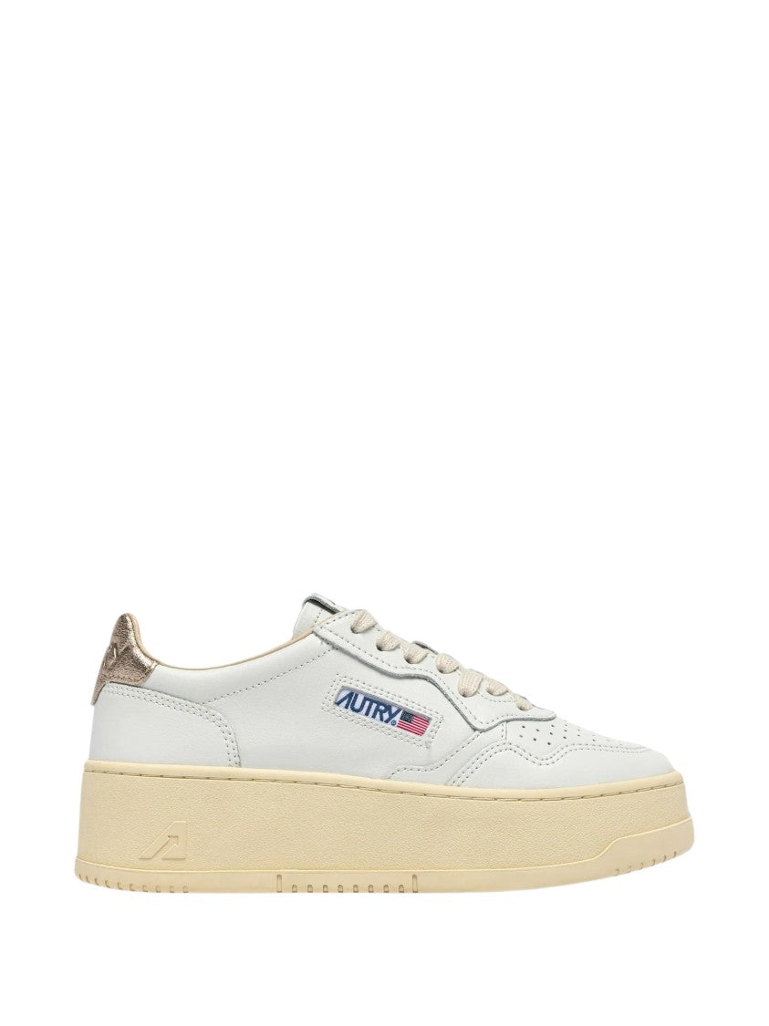 Autry Low-Top Platform Sneakers With Perforated Detailing And Metallic Accents