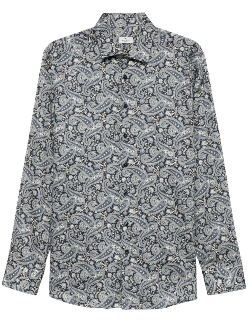 Etro Grey Paisley Pattern Button-Down Shirt
