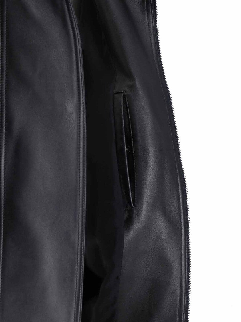 Balenciaga Boxy Oversized High Collar Smooth Leather Jacket