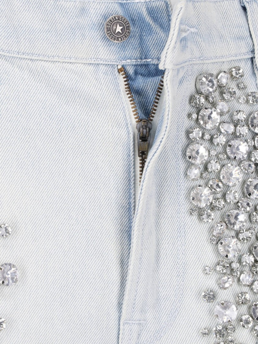 Golden Goose Embellished Straight-Leg Jeans With Distressed Accent