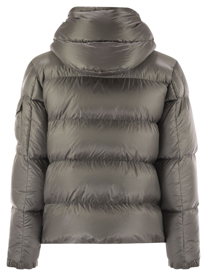 Moncler Short Down Jacket With Hood And Padded Details