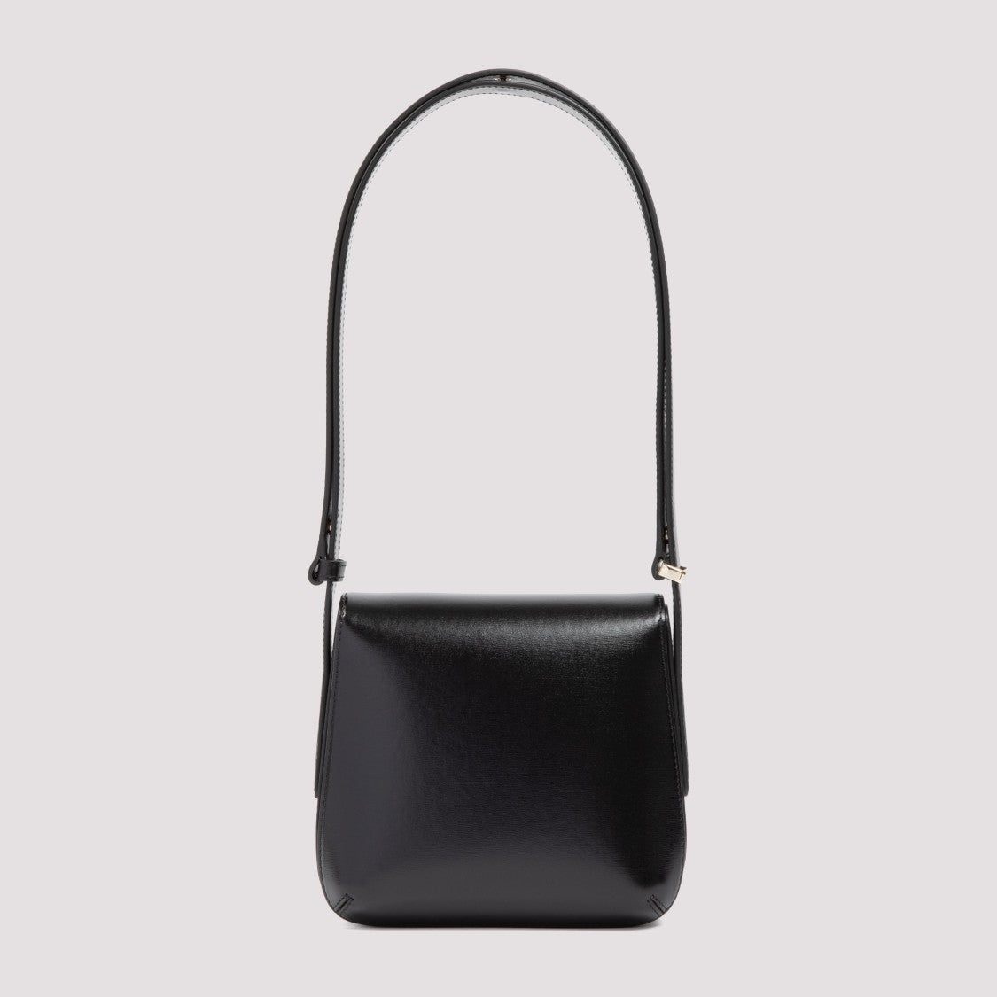 Giorgio Armani Structured Black Leather Shoulder Bag With Pleated Detailing