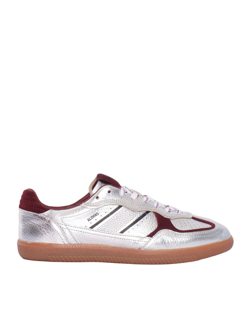 Alohas Silver Burgundy Grain Shimmer Sneakers