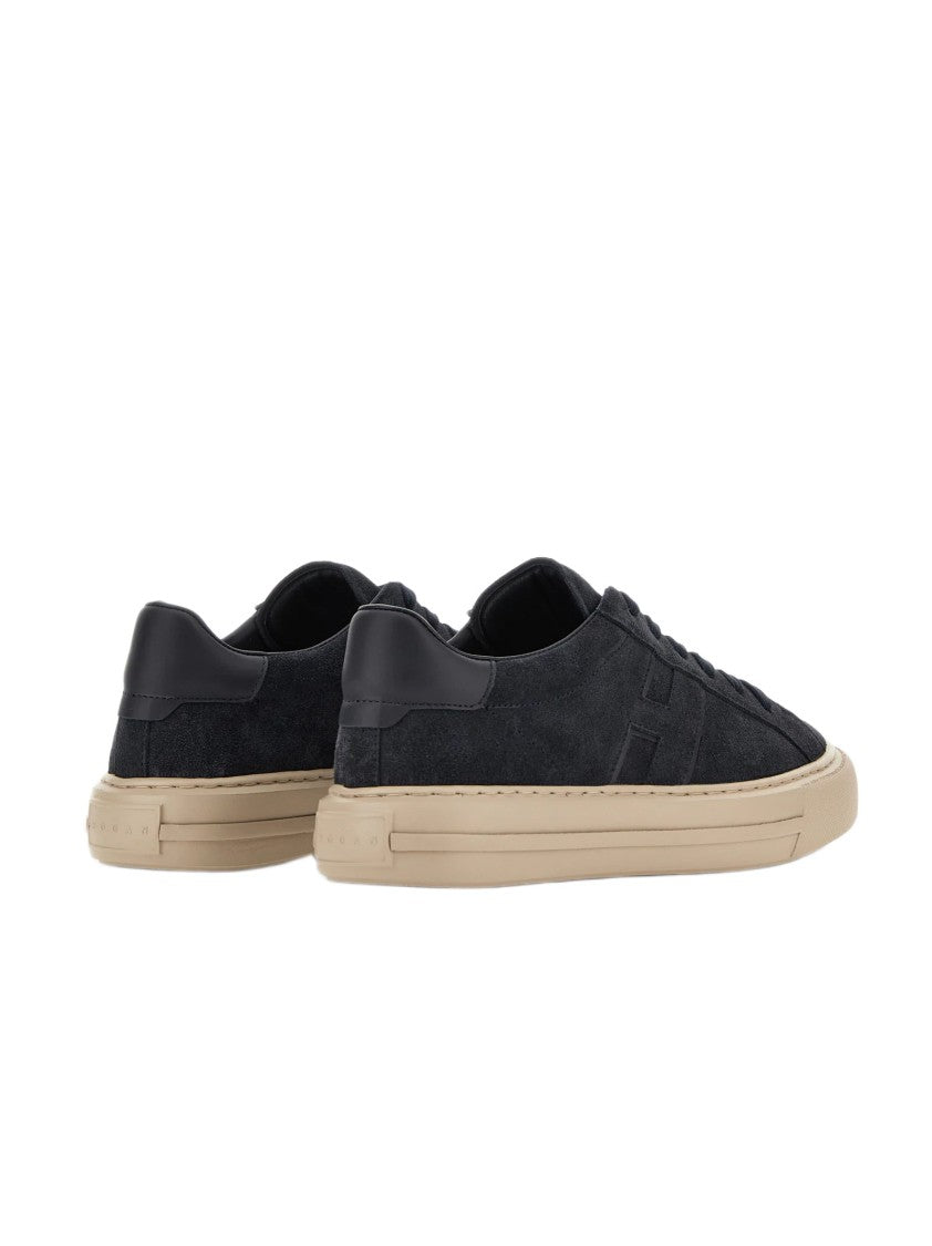 Hogan Low-Top Navy Suede Sneakers With Contrast Rubber Sole