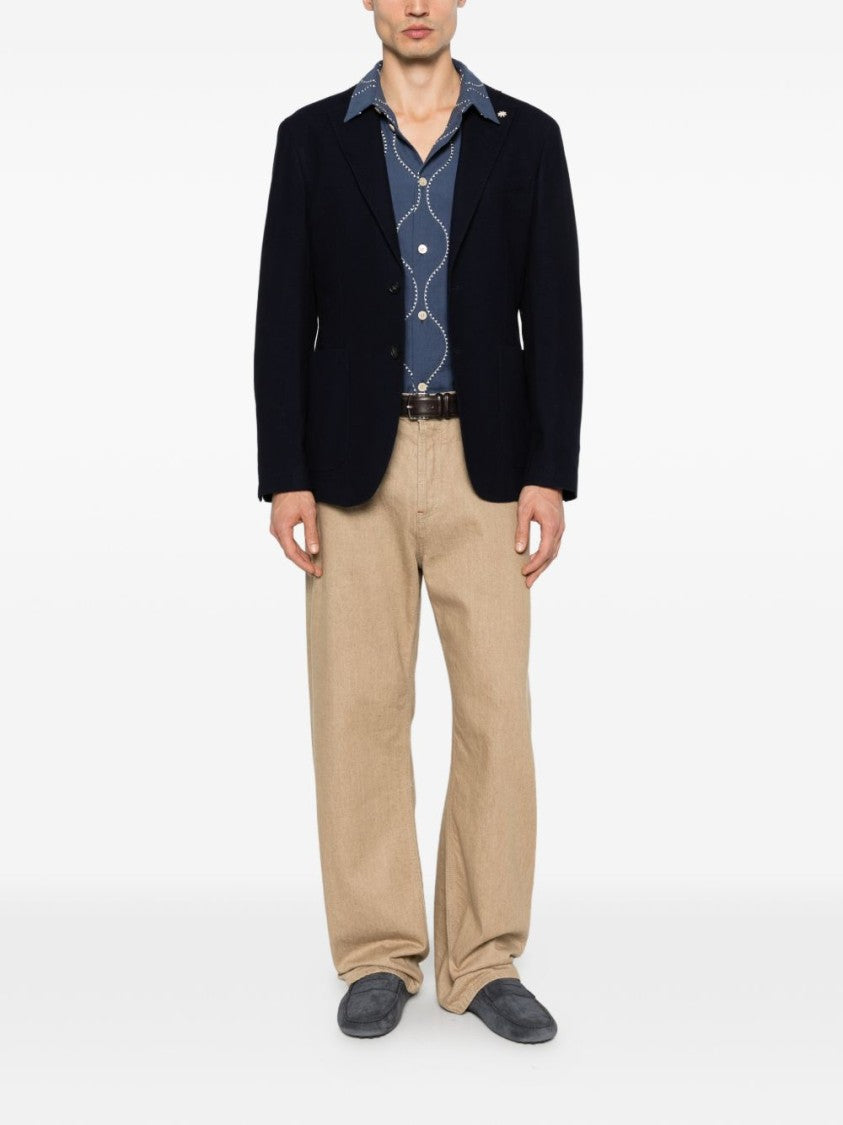 Manuel Ritz Tailored Blazer-Style Notch Lapels Cardigan