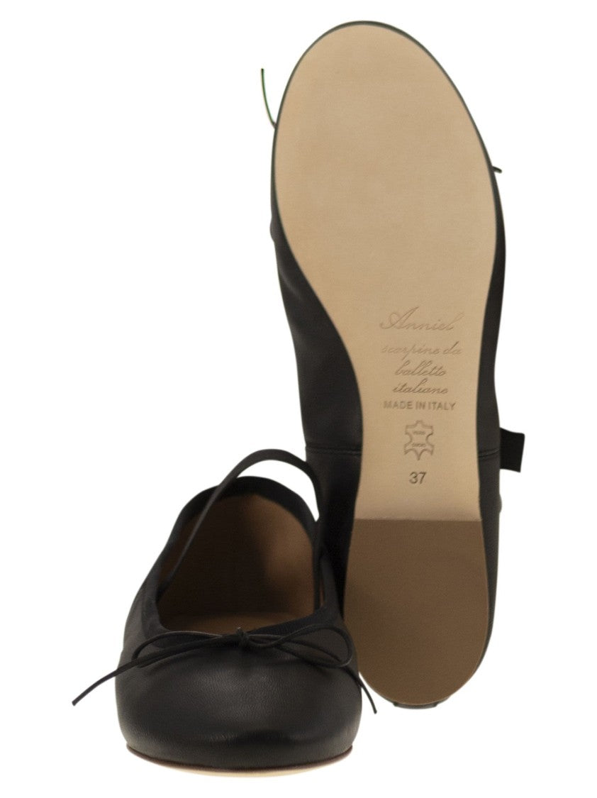 Anniel Leather Ballerina And Elastic Band