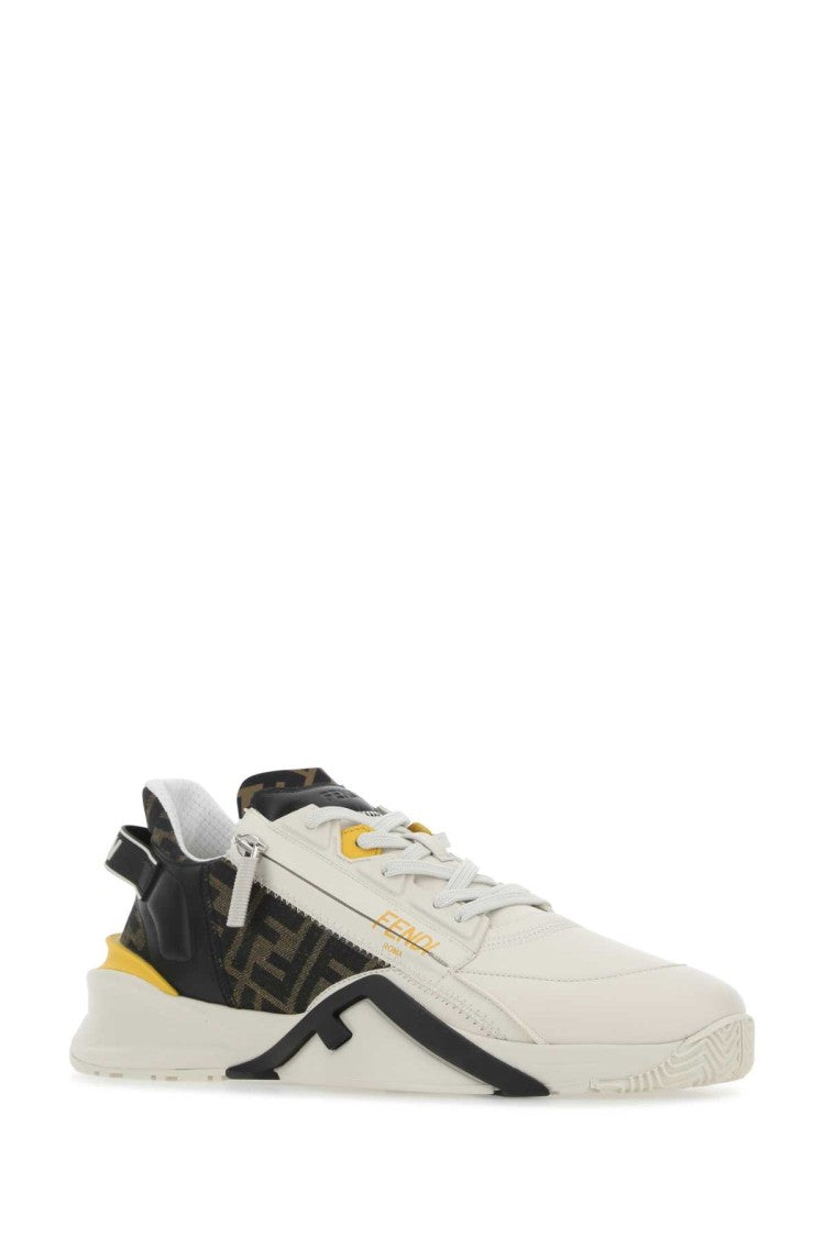 Fendi Multicolor Leather And Fabric Flow Sneakers