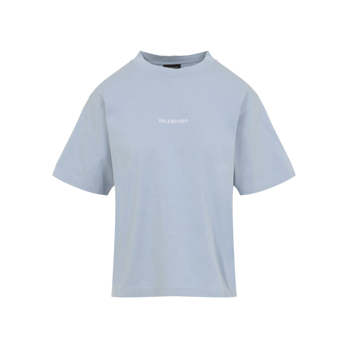 Balenciaga Medium Fit Light Blue Cotton T-Shirt