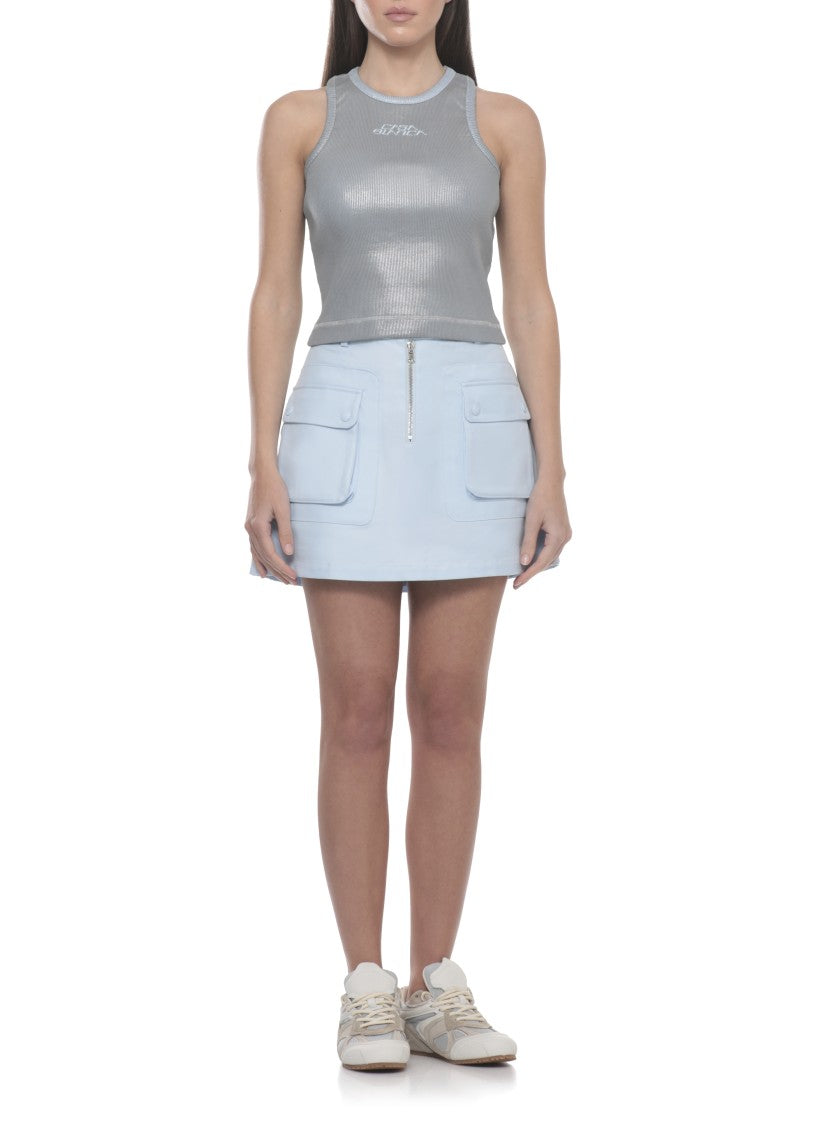 Casablanca Silver Embroidered Logo Cotton Tank Top