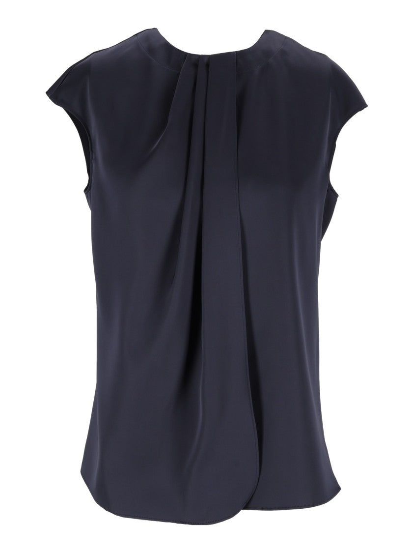 Emporio Armani Blue Flowing Cap-Sleeve Blouse