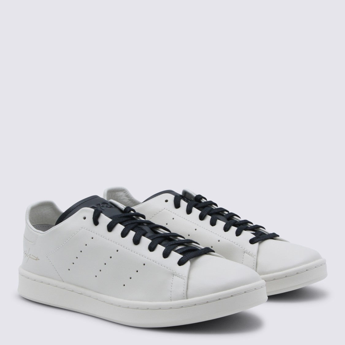 Y-3 Beige Leather Low-Top Sneakers