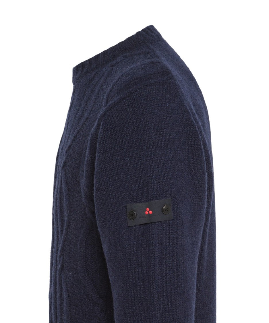 Peuterey Crew-Neck Cabled Knit Sweater Detachable Logo