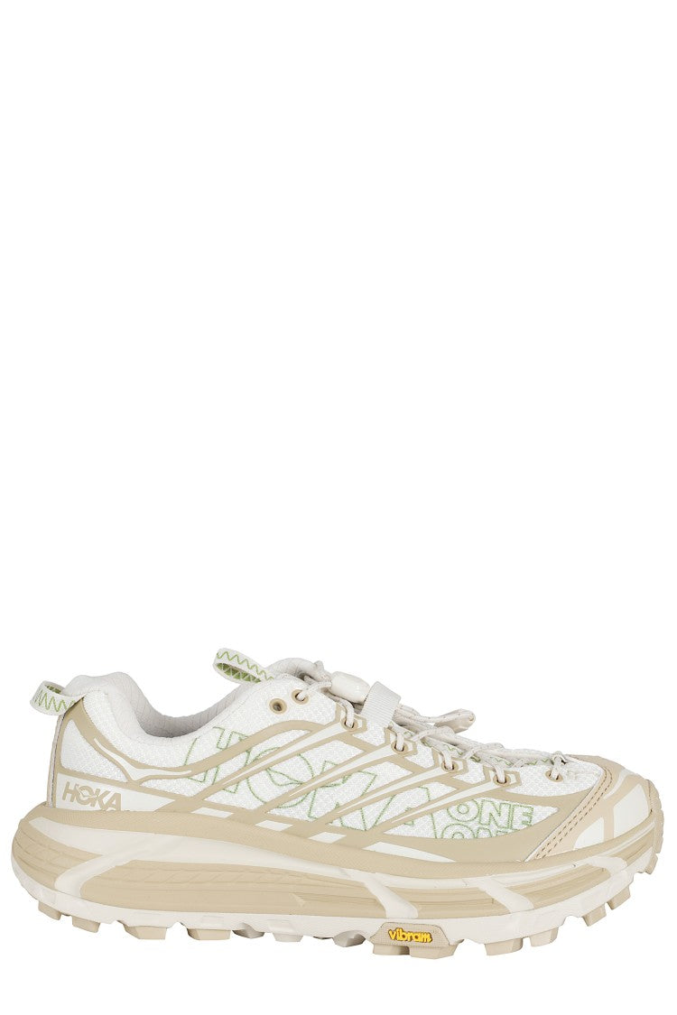 Hoka Beige White U Mafate Three2 Wordmark Mesh Rubber Sneakers