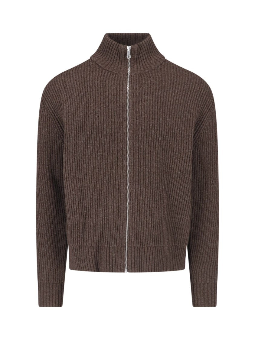 Berner Kuhl Brown Shrunk Wool-Blend Knit Zip-Through Knit