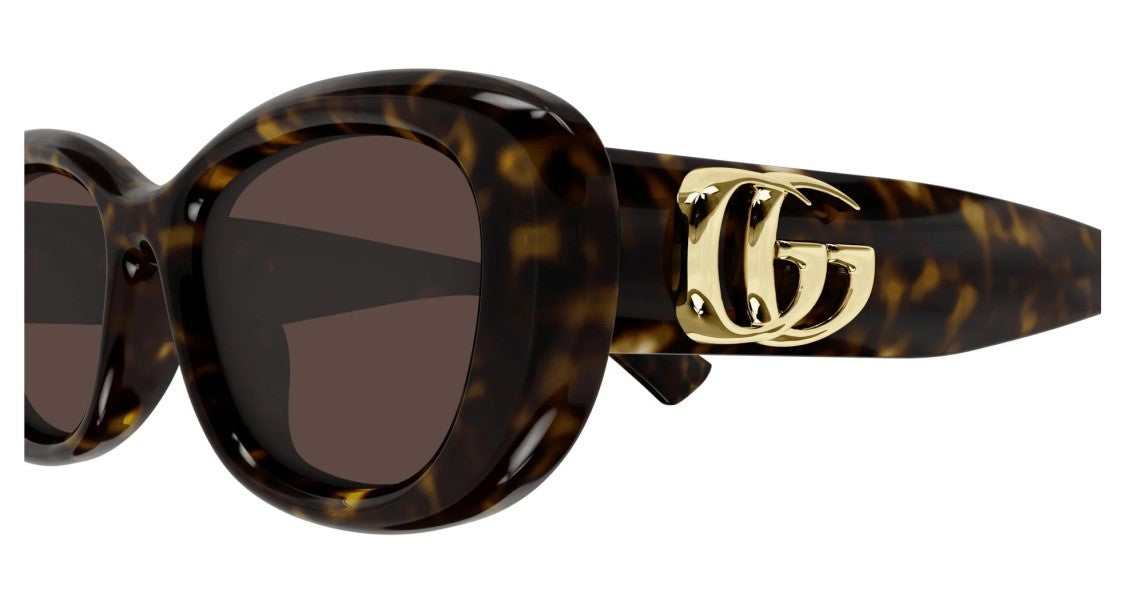 Gucci Havana Bold Oversized Round Tortoiseshell Sunglasses