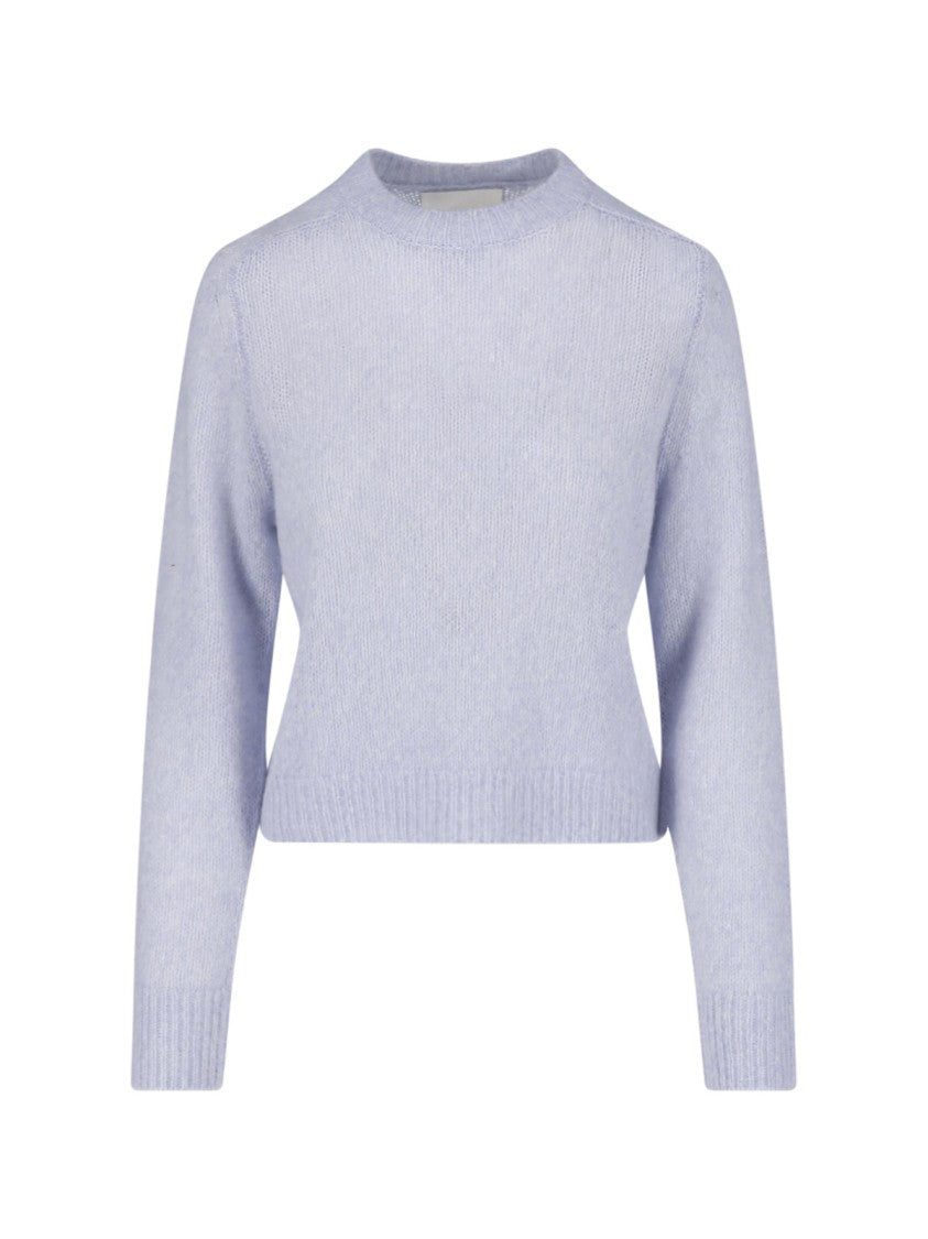 Lisa Yang Blue Cropped Crew Neck Knit Sweater