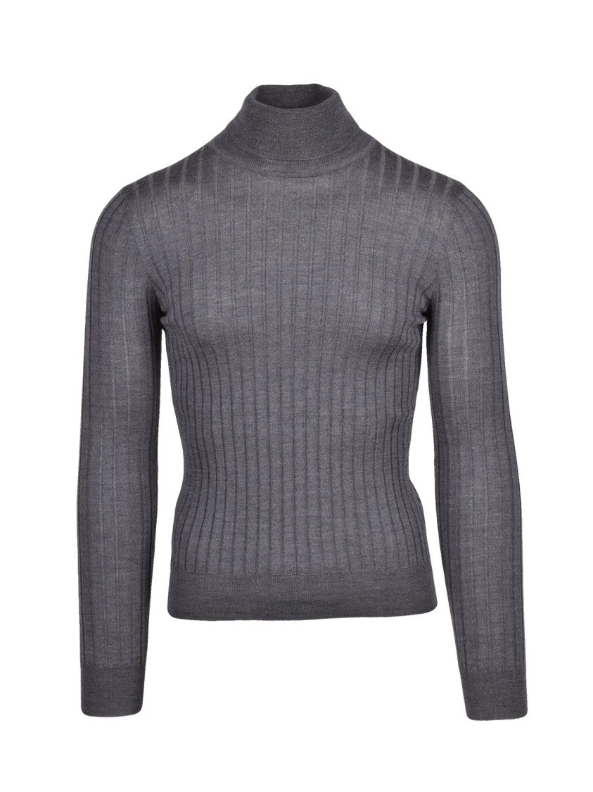 O Oblo High Neck Ribbed Knit Sweater In Virgin Wool