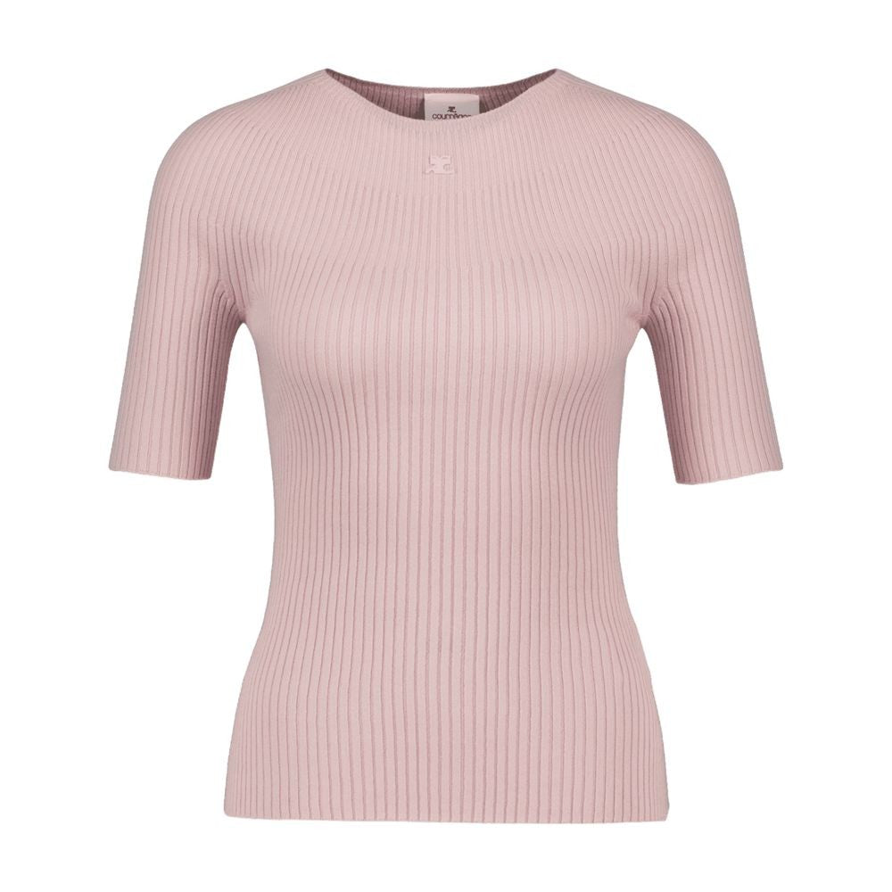 Courrèges Solar Ss Sweater - Cotton - Pink
