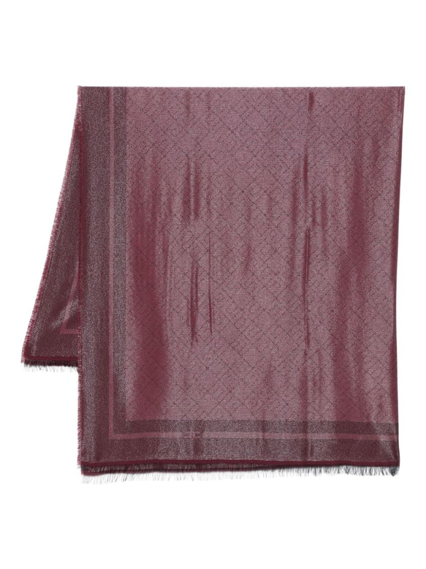 Elisabetta Franchi Bordeaux Scarf With Geometric Pattern