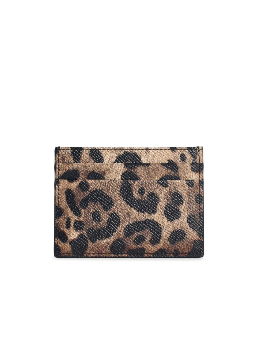 Dolce & Gabbana 'Dauphine' Leopard Print Leather Card Holder