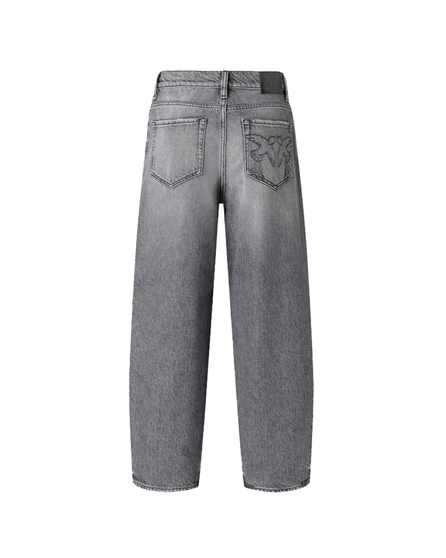 Pinko Balloon-Fit Dark Gray Jeans With Logo Accents