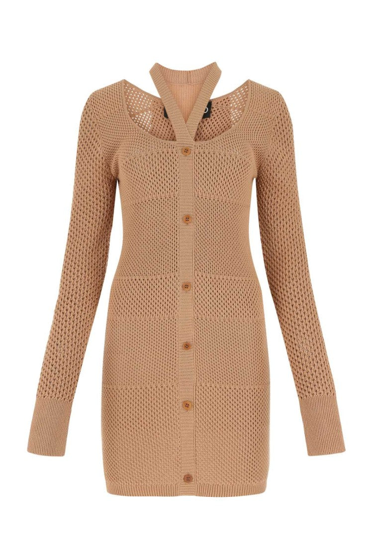 Andreâdamo Biscuit Mesh Mini Dress
