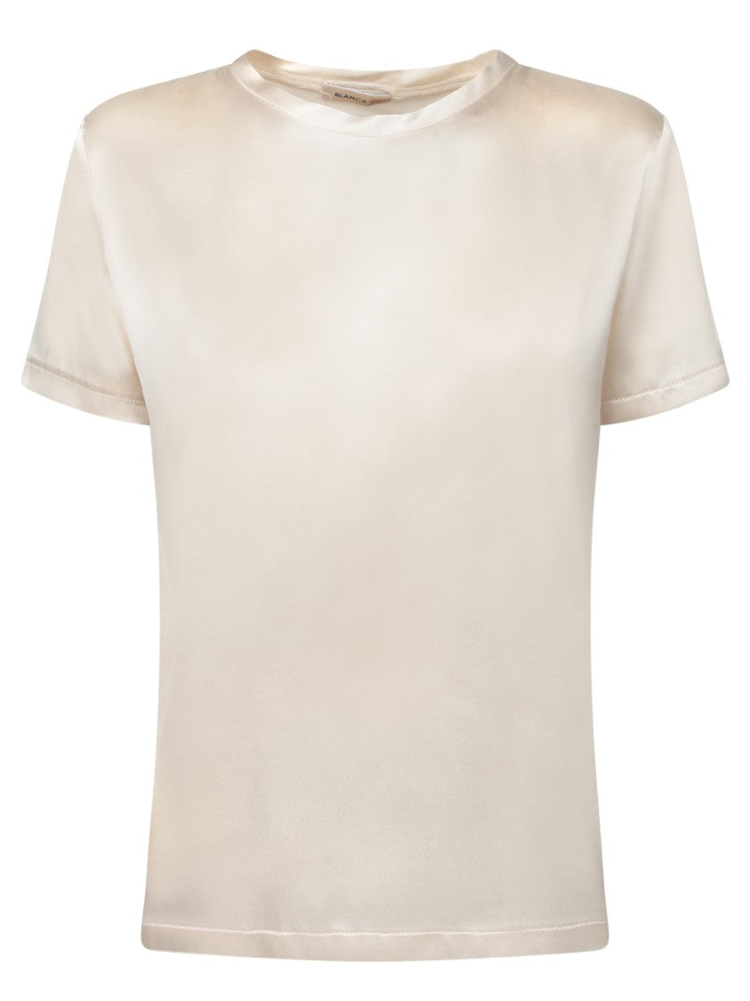 Blanca Vita Beige Top With Classic Round Neckline