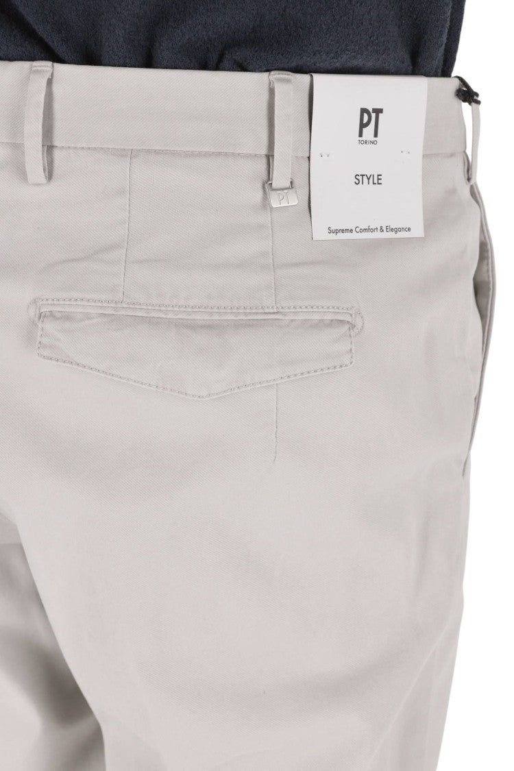 Pt Torino Tailored Cotton Trousers With Délavé Effect And Versatile Design