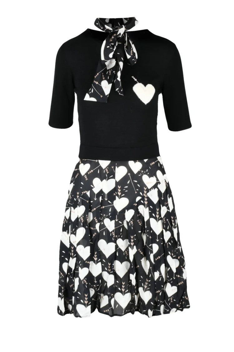Elisabetta Franchi Flared Wool Dress - Black