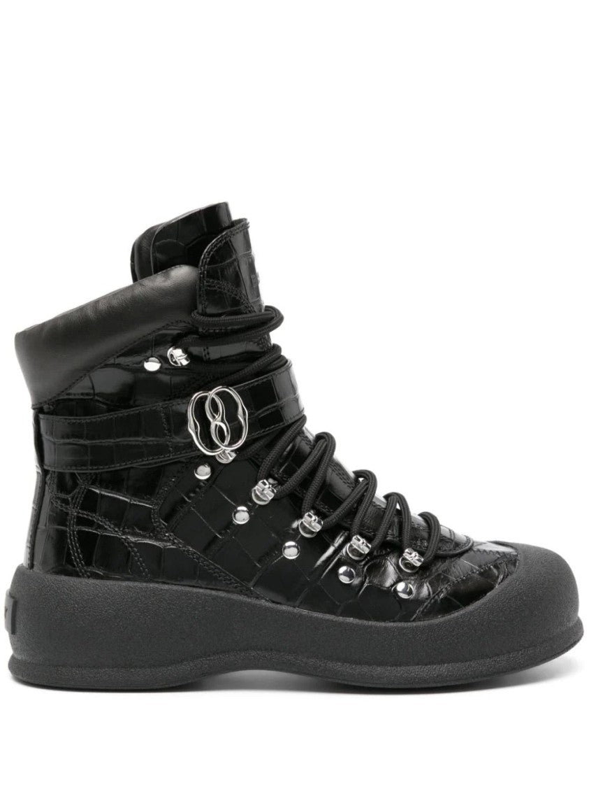 Bally Calf-Embossed Ankle Boots With Lace-Up Closure